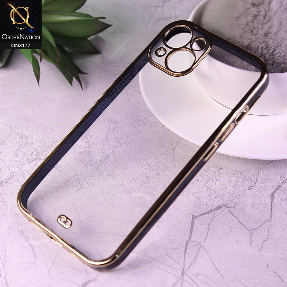 iPhone 13 Cover - Black - Eletroplating Soft Square Straight Edge Transparent Soft Case With Camera Protection