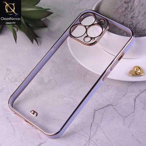 iPhone 13 Pro Max Cover - Purple - Eletroplating Soft Square Straight Edge Transparent Soft Case With Camera Protection