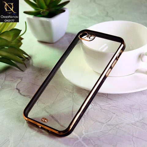 iPhone 8 / 7 Cover - Black - Eletroplating Soft Square Straight Edge Transparent Soft Case With Camera Protection
