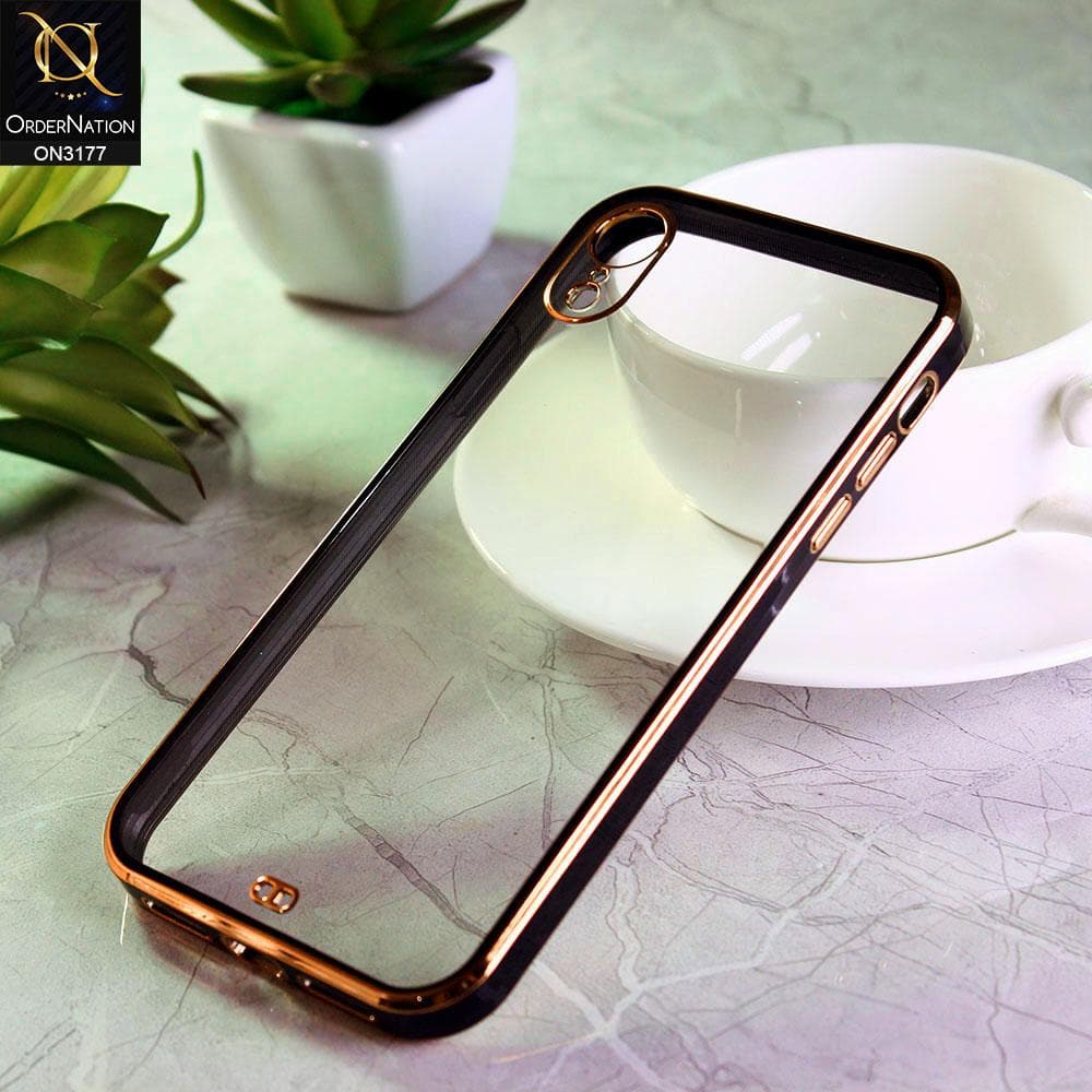 iPhone XR Cover - Black - Eletroplating Soft Square Straight Edge Transparent Soft Case With Camera Protection