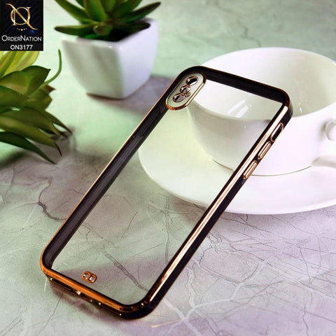 iPhone XS Max Cover - Black - Eletroplating Soft Square Straight Edge Transparent Soft Case With Camera Protection