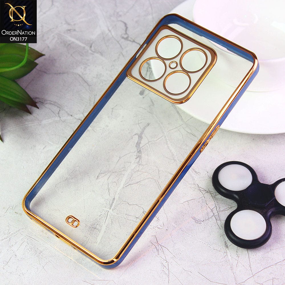 OnePlus 10 Pro Cover - Blue - Eletroplating Soft Square Straight Edge Transparent Soft Case With Camera Protection