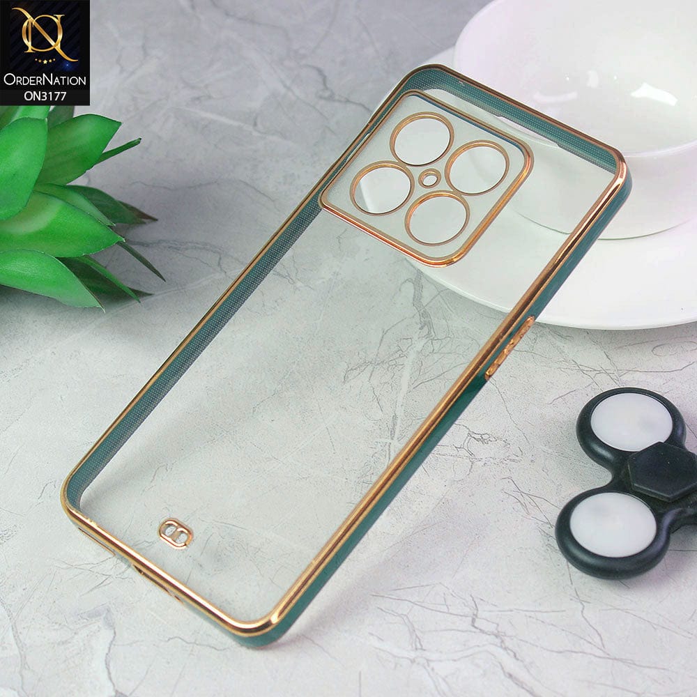 OnePlus 10 Pro Cover - Green - Eletroplating Soft Square Straight Edge Transparent Soft Case With Camera Protection