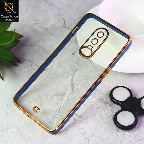 OnePlus 6 Cover - Blue - Eletroplating Soft Square Straight Edge Transparent Soft Case With Camera Protection