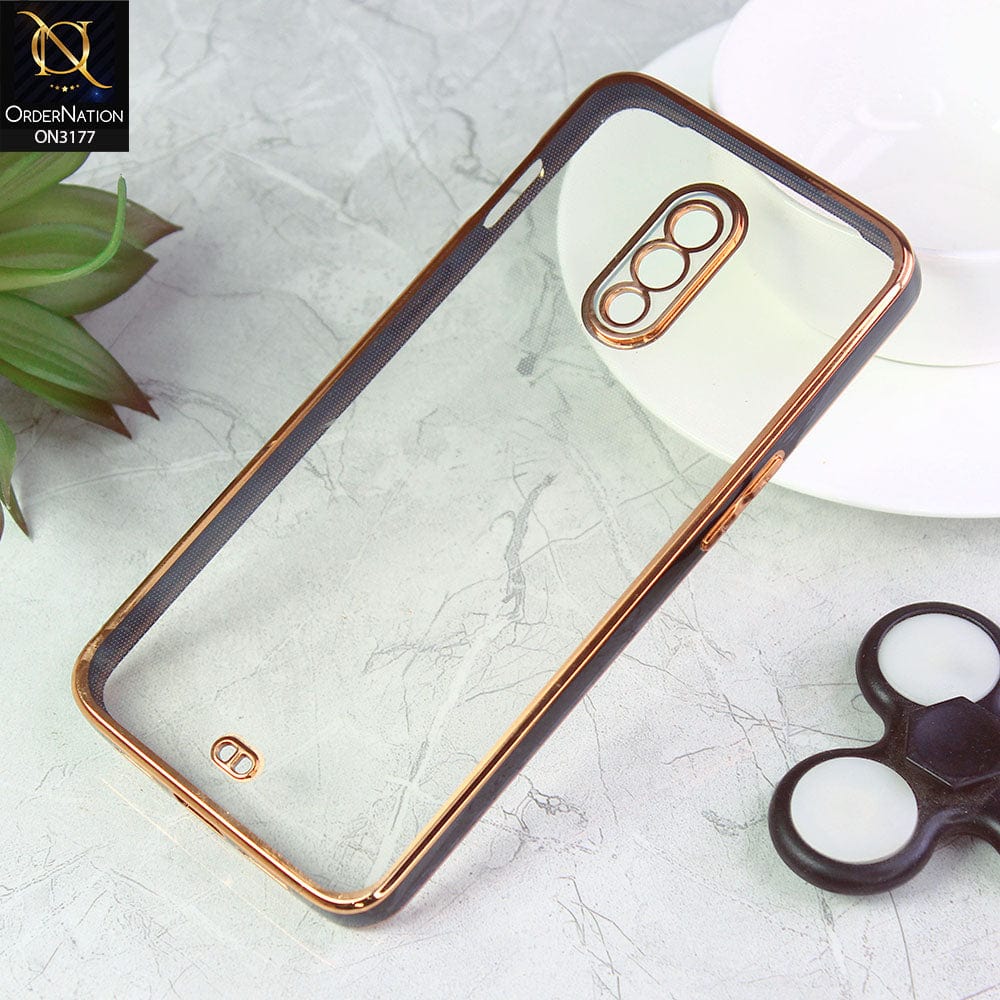 OnePlus 6T Cover - Black - Eletroplating Soft Square Straight Edge Transparent Soft Case With Camera Protection