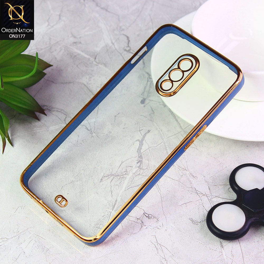 OnePlus 6T Cover - Blue - Eletroplating Soft Square Straight Edge Transparent Soft Case With Camera Protection