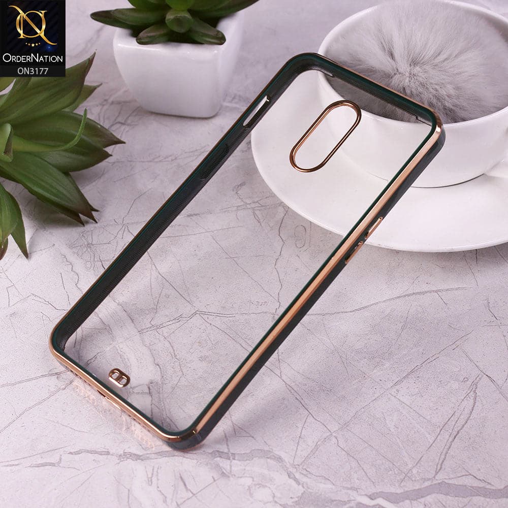 OnePlus 7 Cover - Black - Eletroplating Soft Square Straight Edge Transparent Soft Case With Camera Protection