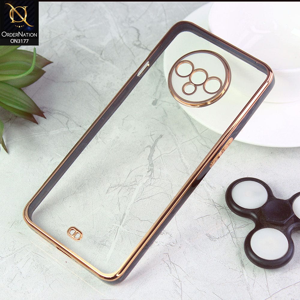 OnePlus 7T Cover - Black - Eletroplating Soft Square Straight Edge Transparent Soft Case With Camera Protection