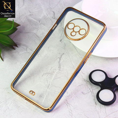 OnePlus 7T Cover - Blue - Eletroplating Soft Square Straight Edge Transparent Soft Case With Camera Protection