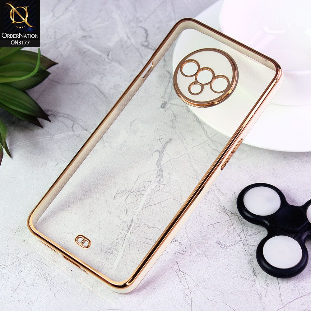OnePlus 7T Cover - White - Eletroplating Soft Square Straight Edge Transparent Soft Case With Camera Protection