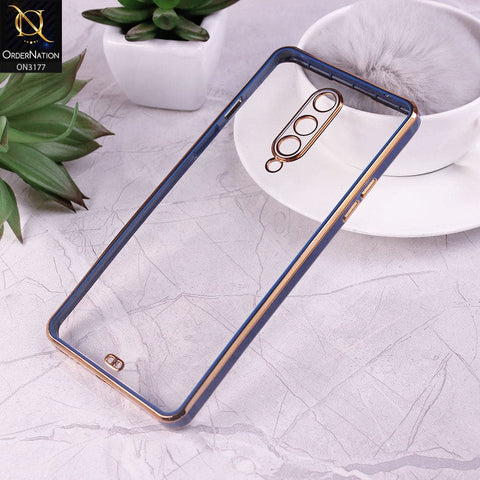 OnePlus 8 4G Cover - Blue - Eletroplating Soft Square Straight Edge Transparent Soft Case With Camera Protection