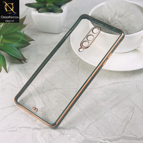 OnePlus 8 4G Cover - Green - Eletroplating Soft Square Straight Edge Transparent Soft Case With Camera Protection