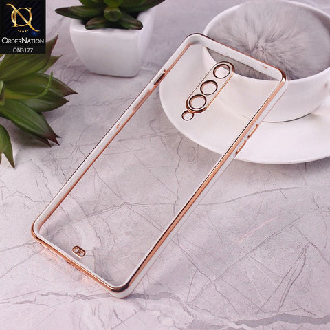 OnePlus 8 4G Cover - White - Eletroplating Soft Square Straight Edge Transparent Soft Case With Camera Protection