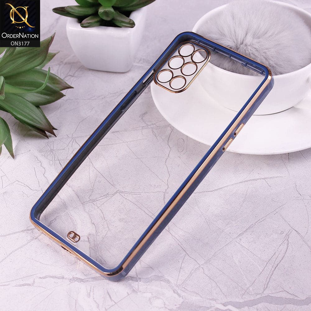 OnePlus 8T Cover - Blue - Eletroplating Soft Square Straight Edge Transparent Soft Case With Camera Protection