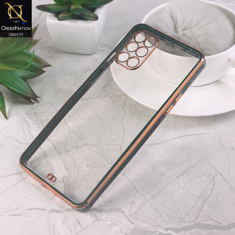 OnePlus 8T Cover - Green - Eletroplating Soft Square Straight Edge Transparent Soft Case With Camera Protection