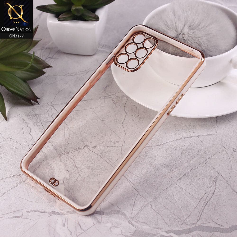 OnePlus 8T Cover - White - Eletroplating Soft Square Straight Edge Transparent Soft Case With Camera Protection