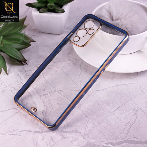 OnePlus 9 Cover - Blue - Eletroplating Soft Square Straight Edge Transparent Soft Case With Camera Protection