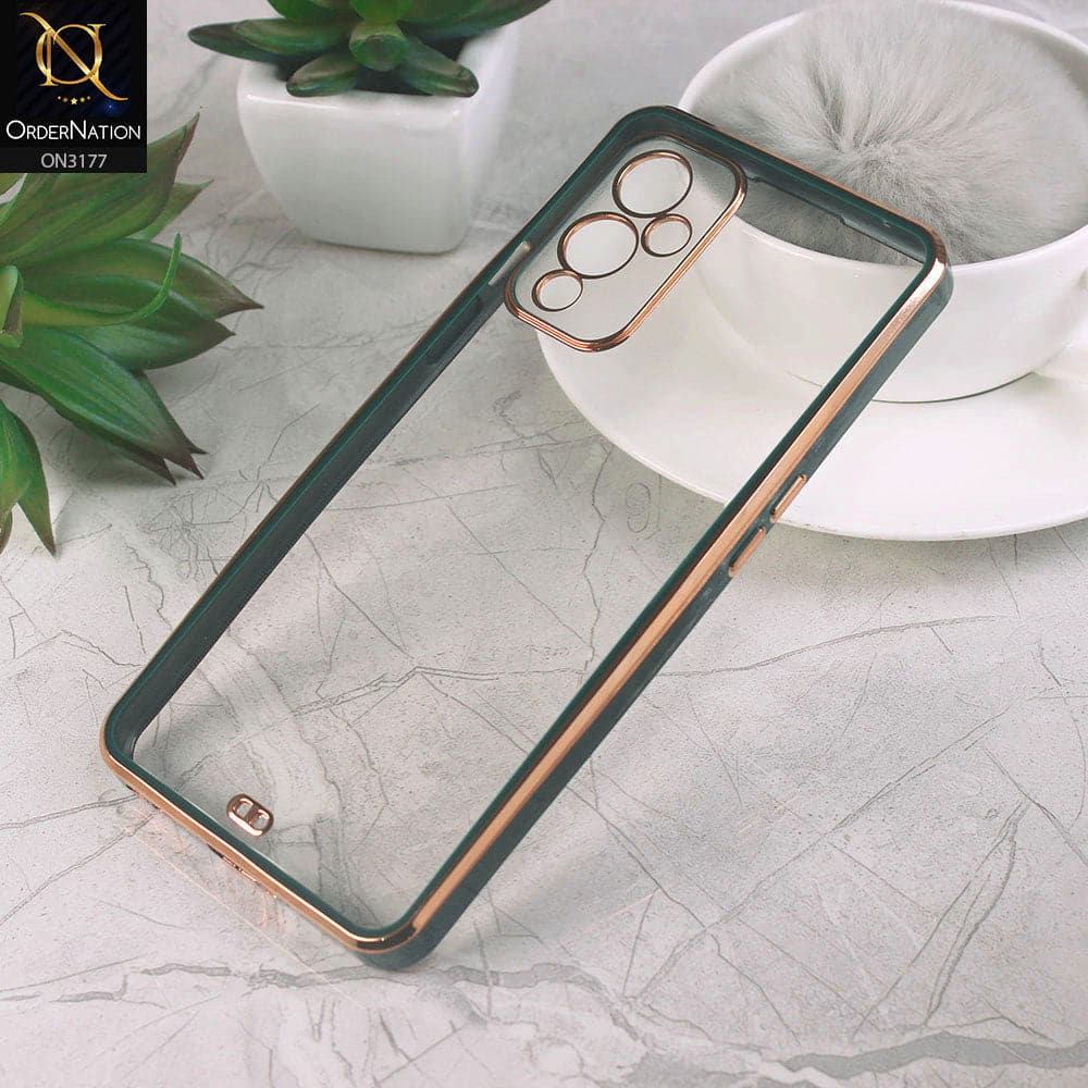 OnePlus 9 Cover - Green - Eletroplating Soft Square Straight Edge Transparent Soft Case With Camera Protection