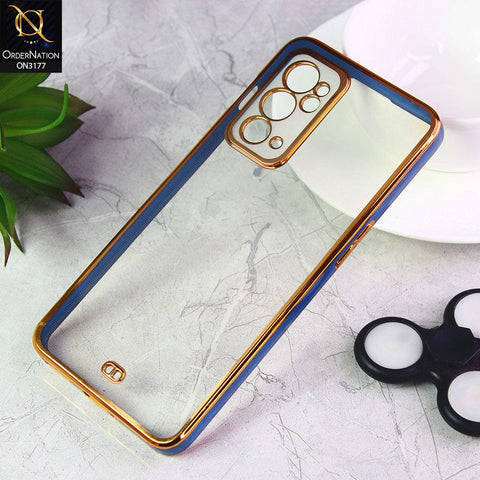 OnePlus 9RT 5G Cover - Blue - Eletroplating Soft Square Straight Edge Transparent Soft Case With Camera Protection