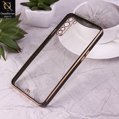 OnePlus Nord Cover - Black - Eletroplating Soft Square Straight Edge Transparent Soft Case With Camera Protection