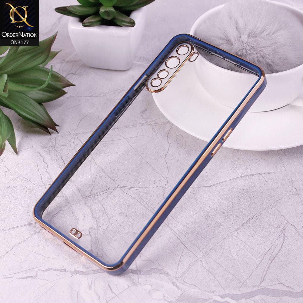 OnePlus Nord Cover - Blue - Eletroplating Soft Square Straight Edge Transparent Soft Case With Camera Protection