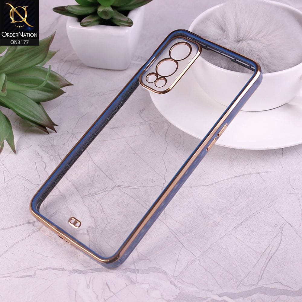 OnePlus Nord 2 Cover - Blue - Eletroplating Soft Square Straight Edge Transparent Soft Case With Camera Protection