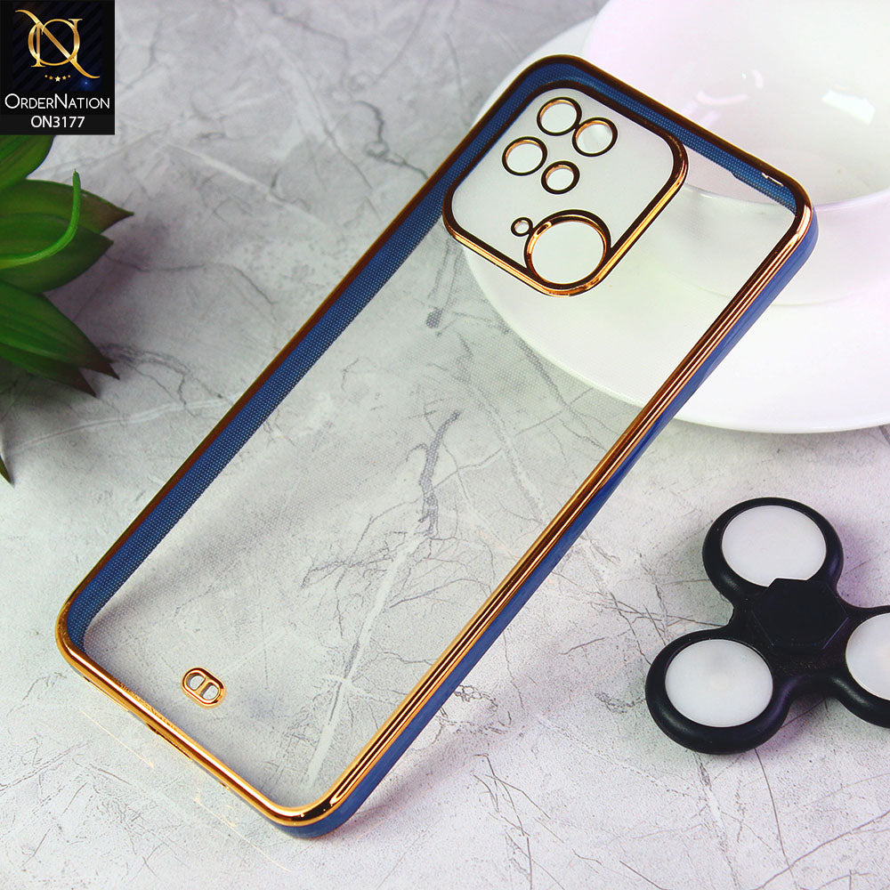 Xiaomi Redmi 10C Cover - Blue - Eletroplating Soft Square Straight Edge Transparent Soft Case With Camera Protection