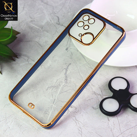 Xiaomi Redmi 10C Cover - Blue - Eletroplating Soft Square Straight Edge Transparent Soft Case With Camera Protection
