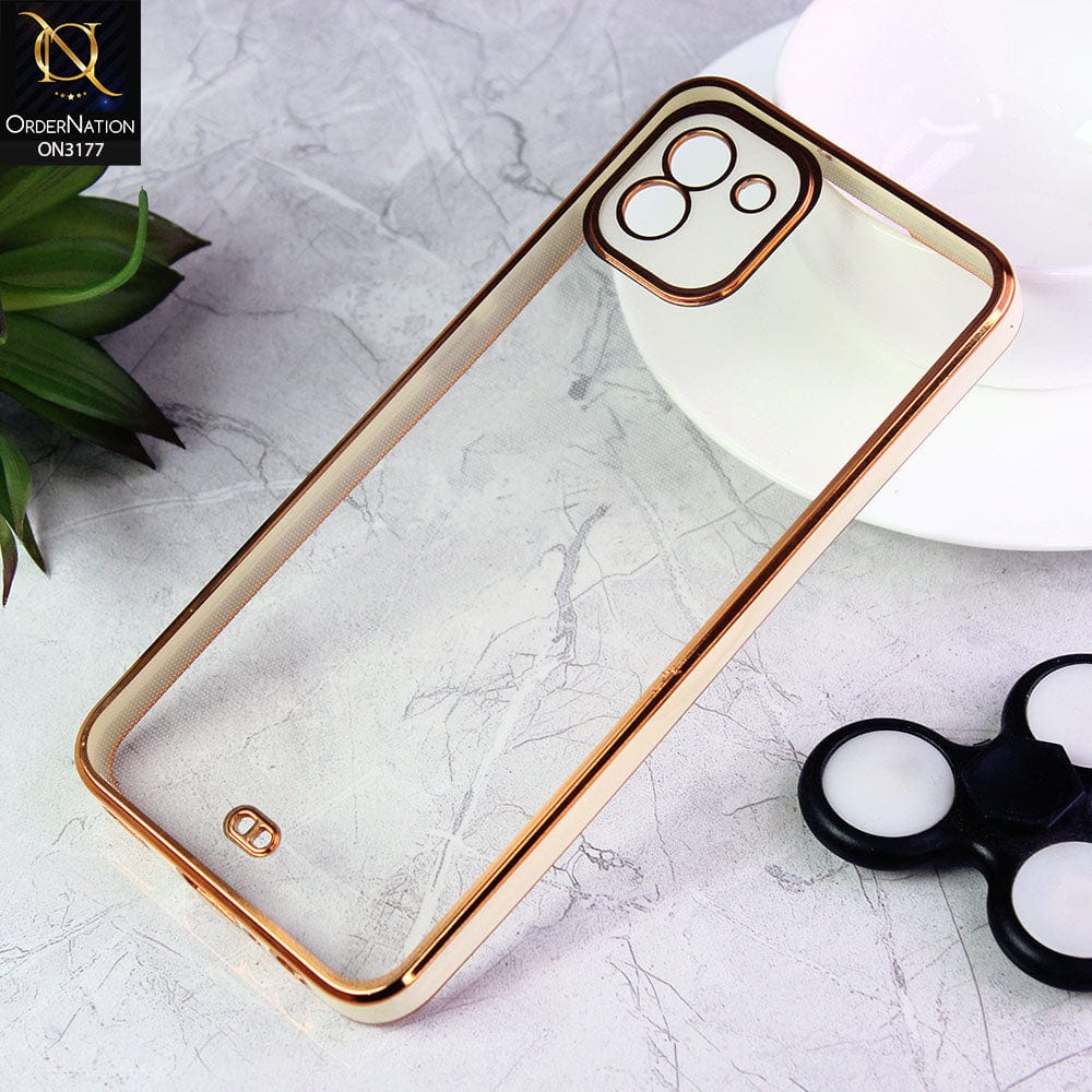 Samsung Galaxy A03 Cover - White - Eletroplating Soft Square Straight Edge Transparent Soft Case With Camera Protection