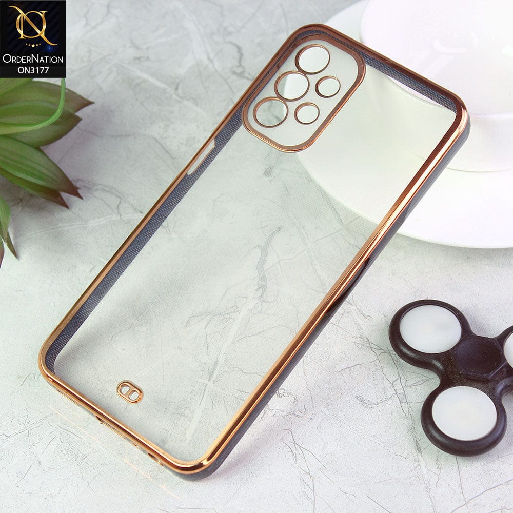 Samsung Galaxy A13 Cover - Black - Eletroplating Soft Square Straight Edge Transparent Soft Case With Camera Protection
