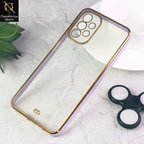 Samsung Galaxy A13 Cover - Purple - Eletroplating Soft Square Straight Edge Transparent Soft Case With Camera Protection