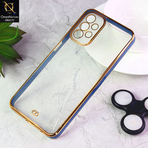 Samsung Galaxy A33 5G Cover - Blue - Eletroplating Soft Square Straight Edge Transparent Soft Case With Camera Protection