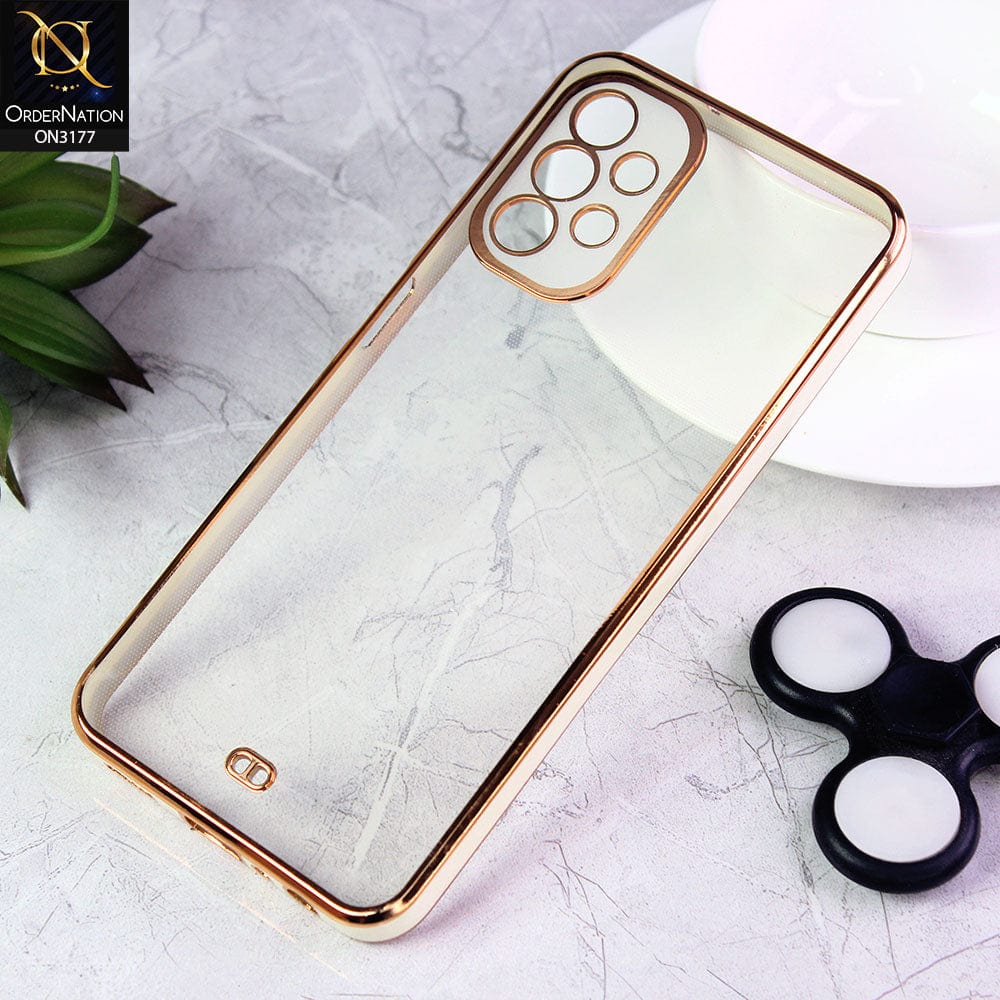 Samsung Galaxy A33 5G Cover - White - Eletroplating Soft Square Straight Edge Transparent Soft Case With Camera Protection
