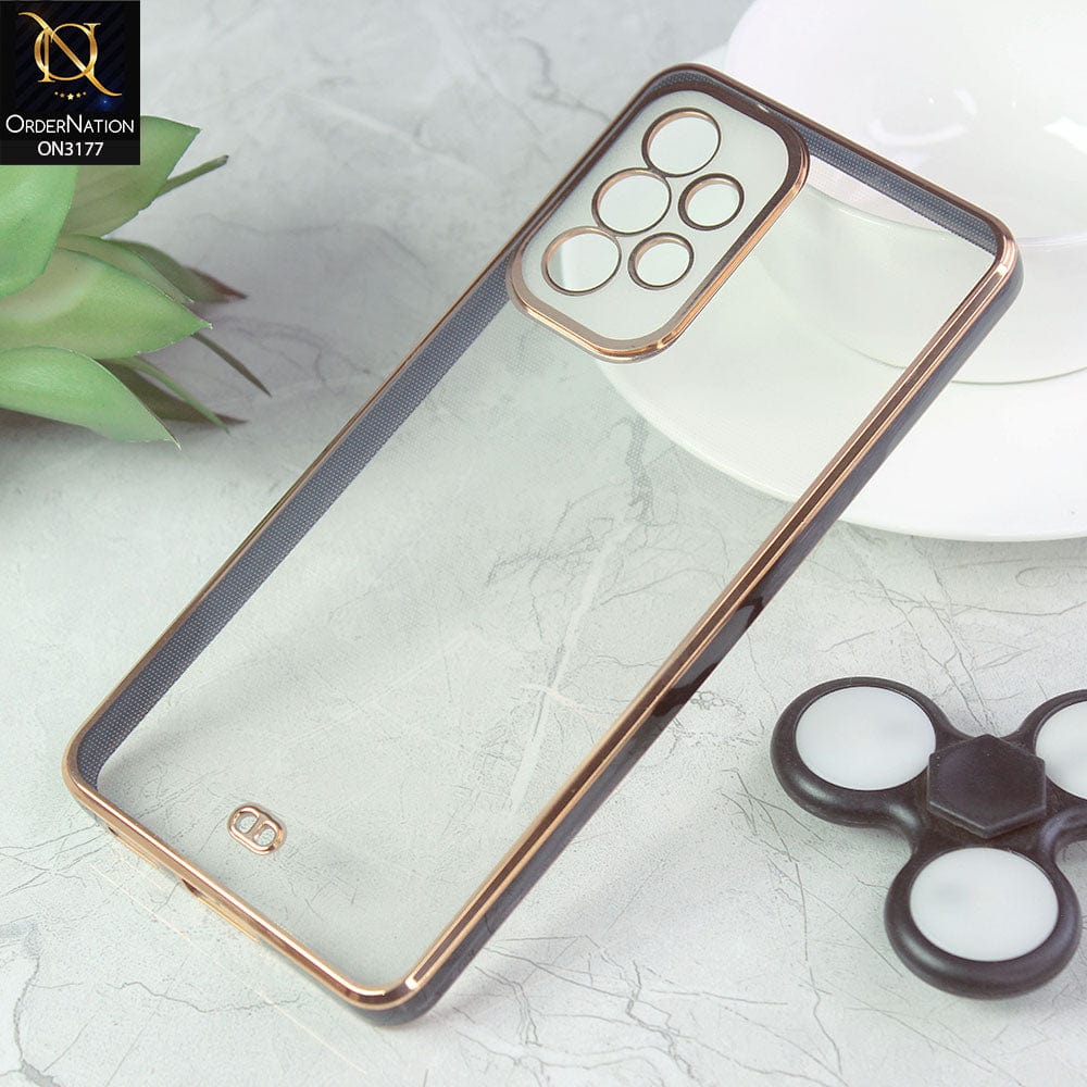 Samsung Galaxy A53 5G Cover - Black - Eletroplating Soft Square Straight Edge Transparent Soft Case With Camera Protection