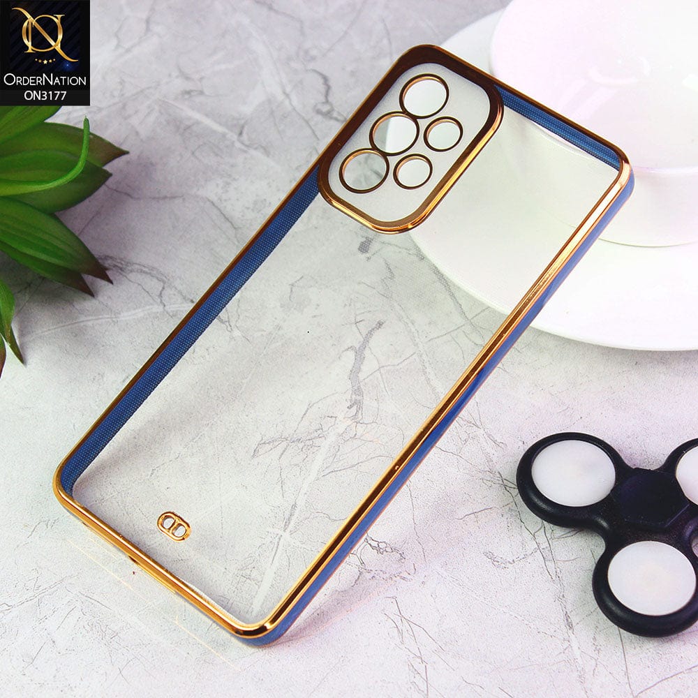 Samsung Galaxy A53 5G Cover - Blue - Eletroplating Soft Square Straight Edge Transparent Soft Case With Camera Protection