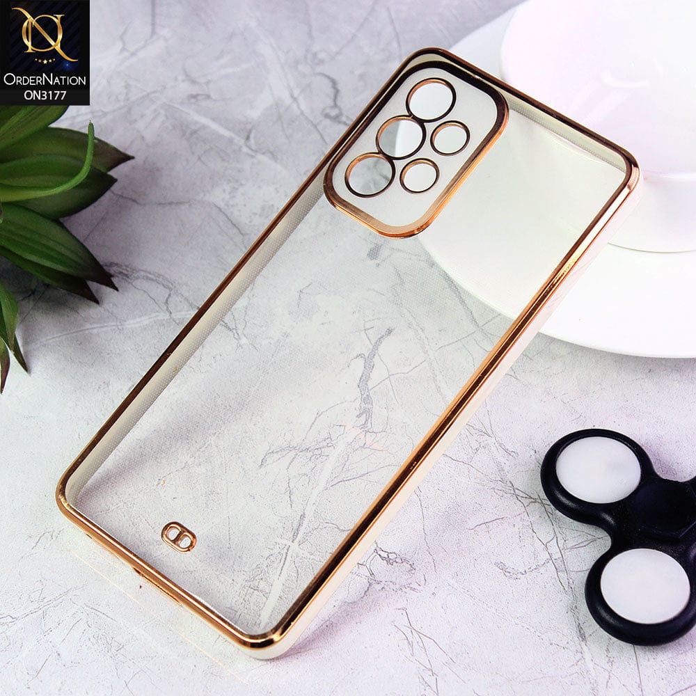 Samsung Galaxy A53 5G Cover - White - Eletroplating Soft Square Straight Edge Transparent Soft Case With Camera Protection
