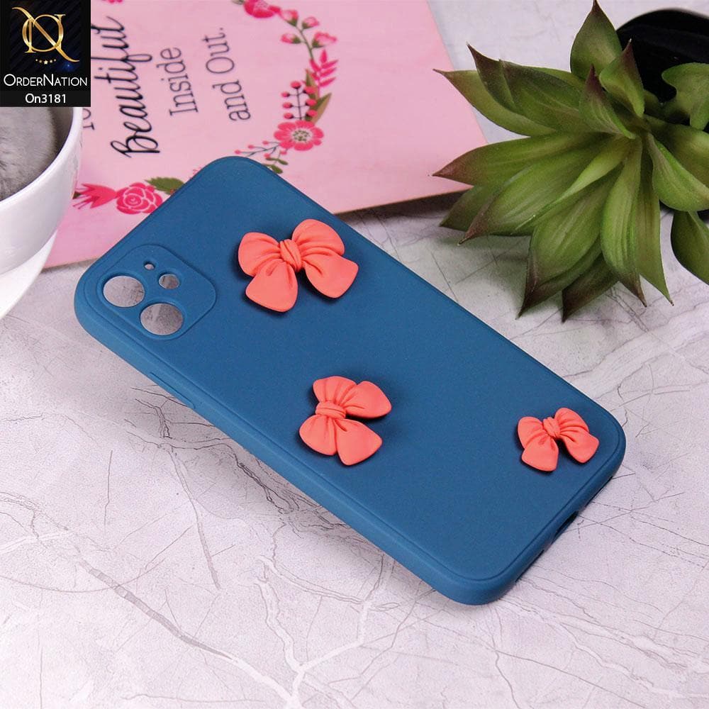 iPhone 11 Cover - Blue - Soft Shockproof Bowknot Case