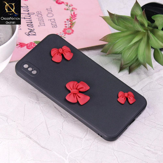 iPhone XS / X - Black - Soft Shockproof Bowknot Case