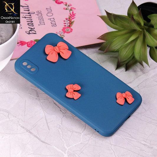 iPhone XS / X - Blue - Soft Shockproof Bowknot Case