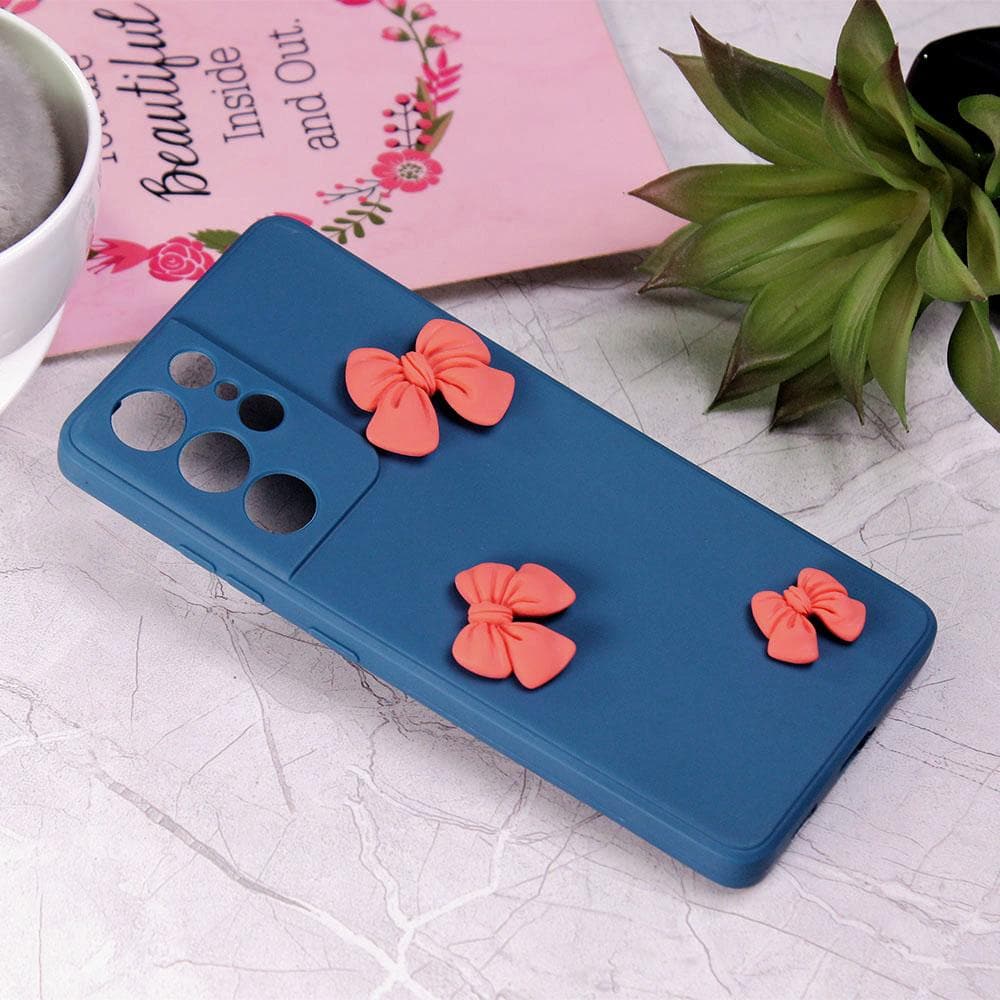 Samsung Galaxy S21 Ultra 5G - Blue - Soft Shockproof Bowknot Case