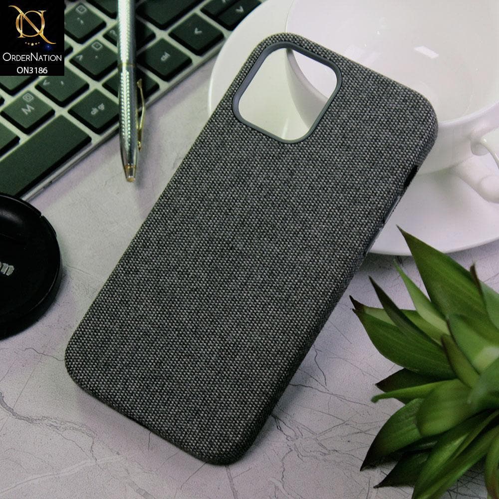 iPhone 12 Cover - Dark Gray -  Jeans Fabric Texture Soft Case