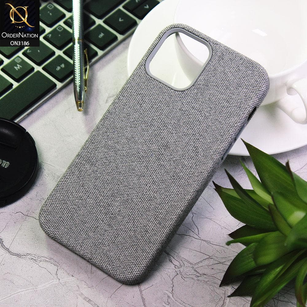 iPhone 12 Pro Cover - Light Gray -  Jeans Fabric Texture Soft Case