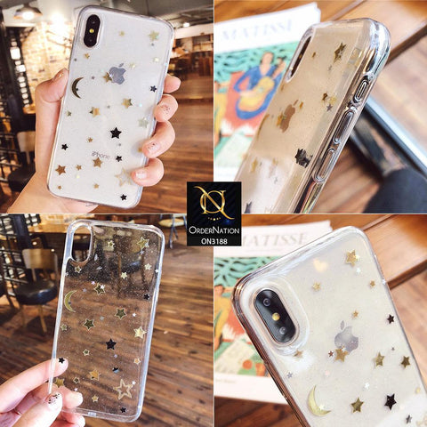 iPhone 11 Cover - Shinning Night Moon & Stars Clear Soft Case