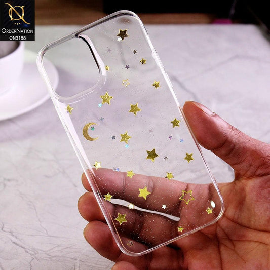 iPhone 11 Cover - Shinning Night Moon & Stars Clear Soft Case