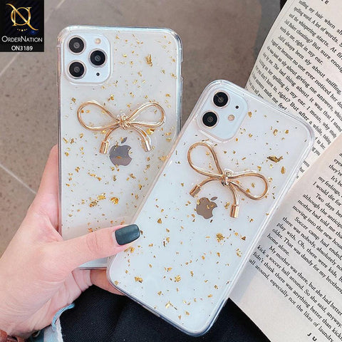 iPhone 12 Pro Cover - Cute Bow Glitter Shinning Foil Transparent Case