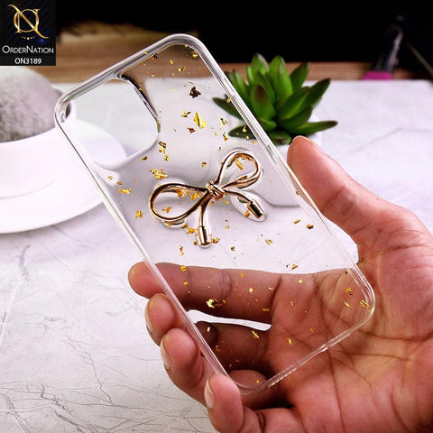 iPhone 12 Pro Cover - Cute Bow Glitter Shinning Foil Transparent Case