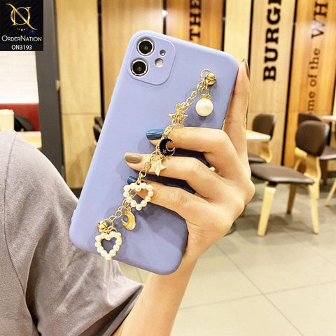 iPhone 11 Cover - Purple - New Candy Color Soft Protective Case With Bracelet Chain Holder