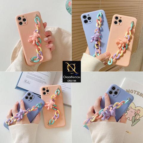 iPhone 11 Cover - Orange - Cute Candy Color Pendant Bracelet Holder Soft TPU Case
