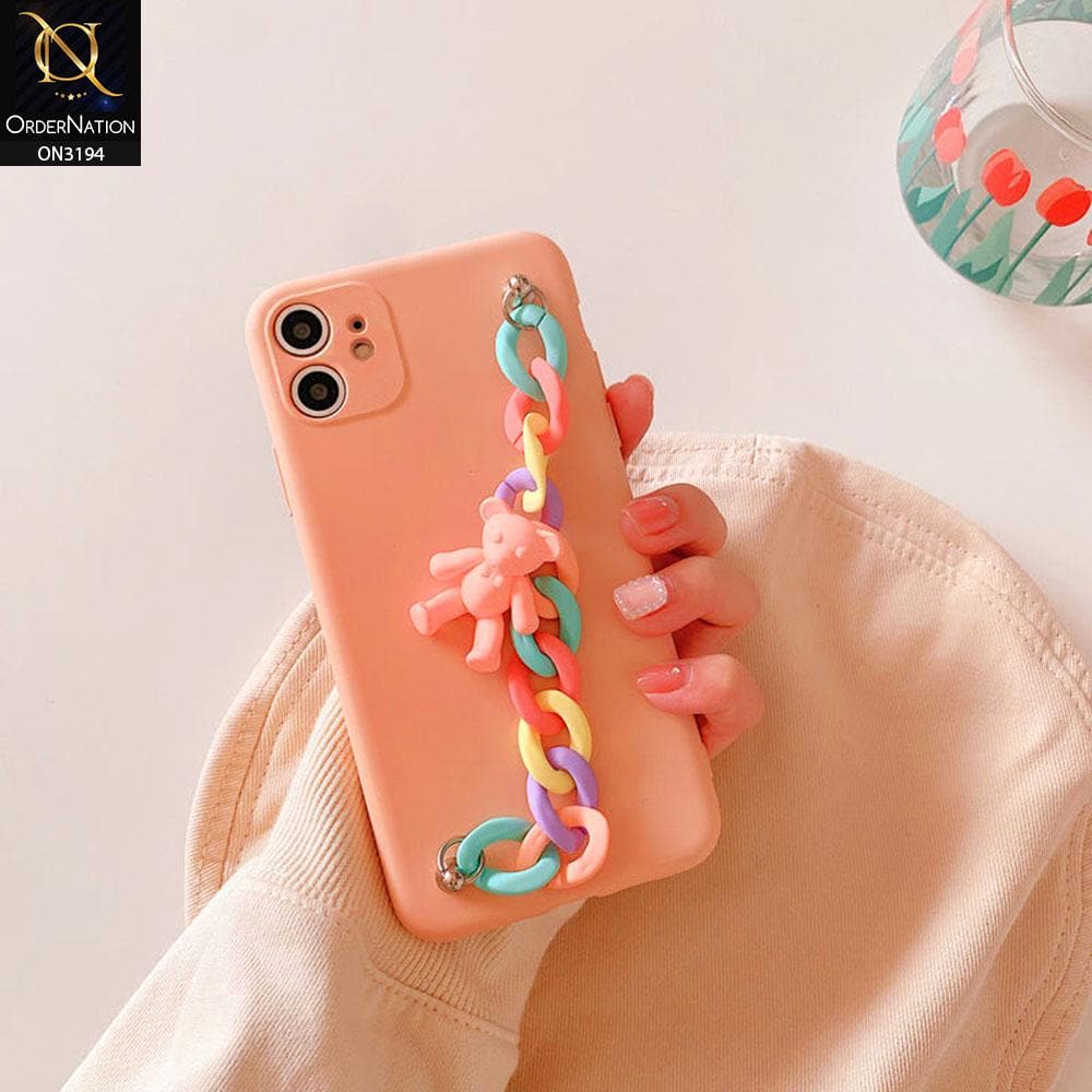 iPhone 11 Cover - Orange - Cute Candy Color Pendant Bracelet Holder Soft TPU Case