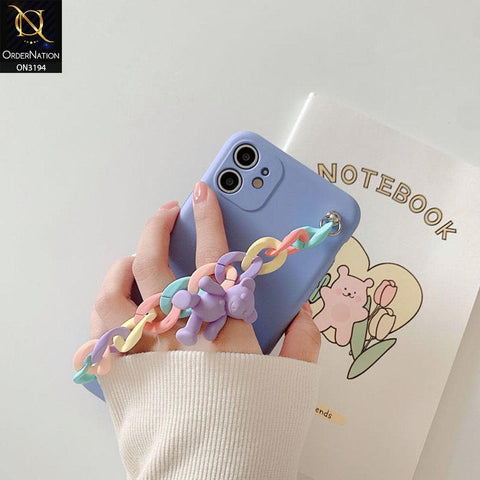 iPhone 11 Cover - Purple - Cute Candy Color Pendant Bracelet Holder Soft TPU Case